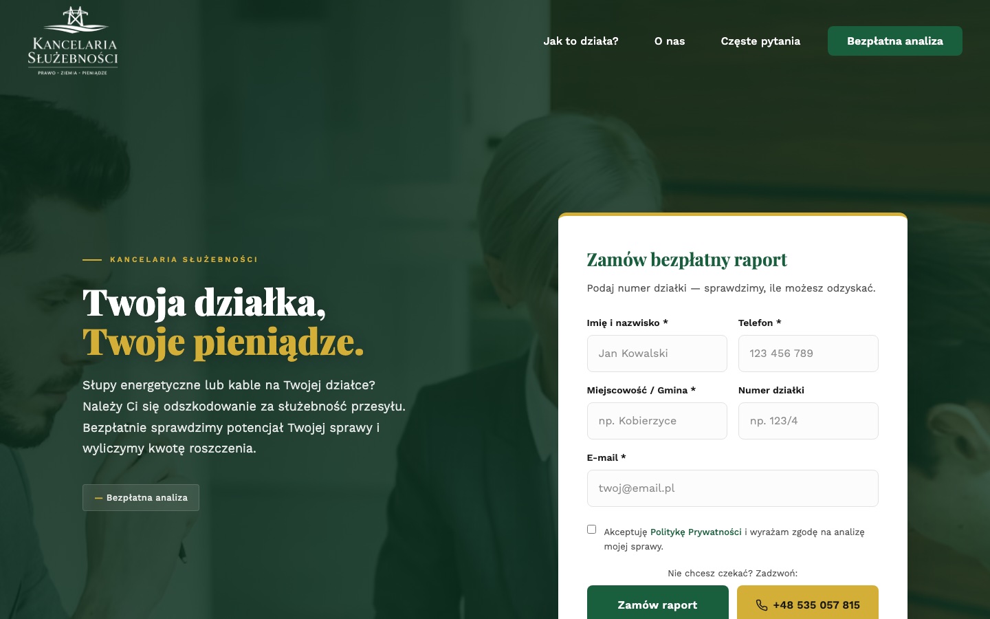 Zrzut strony Kancelaria Służebności